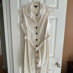 NWT Brooks Brothers natural linen sleeveless dress